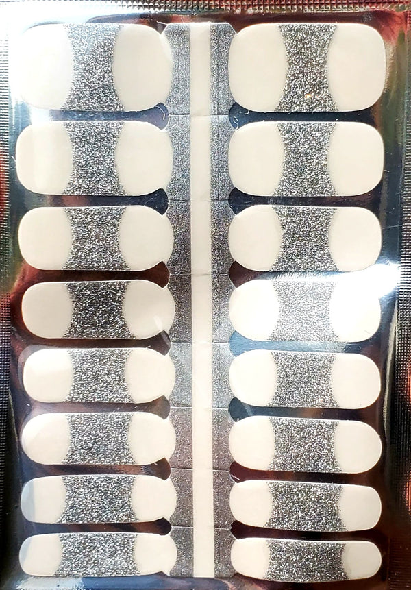 Silver french tips mini Nail Polish Strips