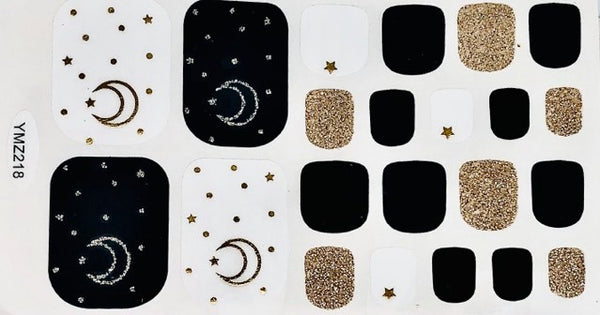 Moon on Black and White Toes