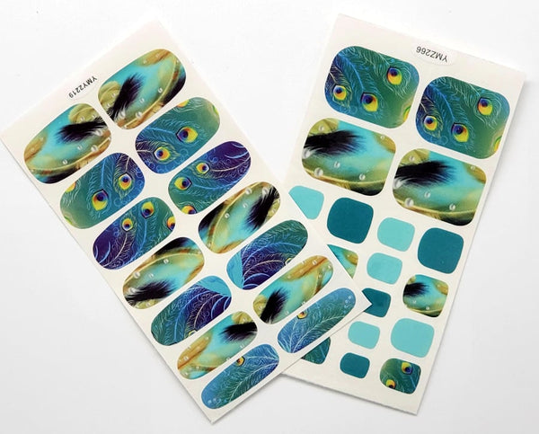 Peacock Feathers Mani+Pedi