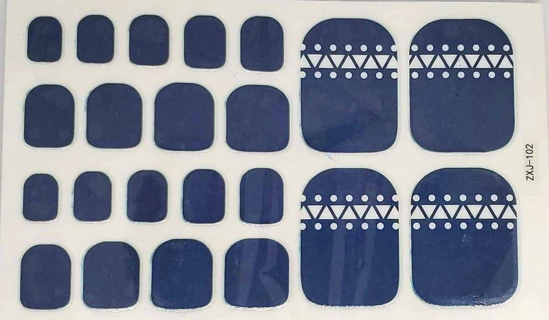 Blue and white Triangle toes