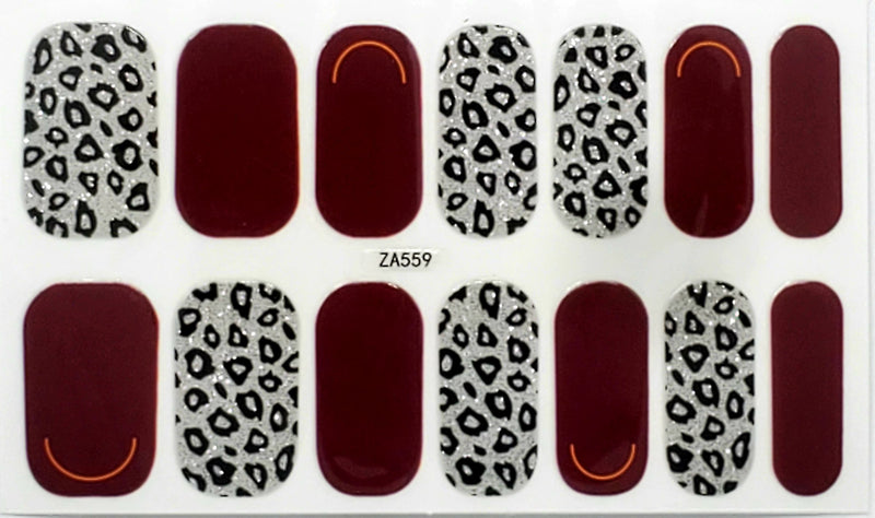 Silver leopard and Burgundy